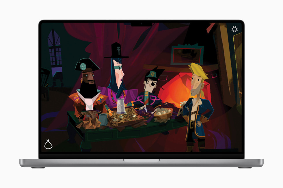 《重返猴岛+》的游戏玩法在 MacBook 上展示。